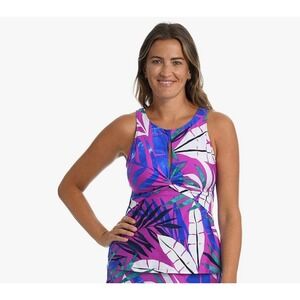 24th & Ocean Womens Cut Out Twist Tankini Top Multi Reef Leaf Medium